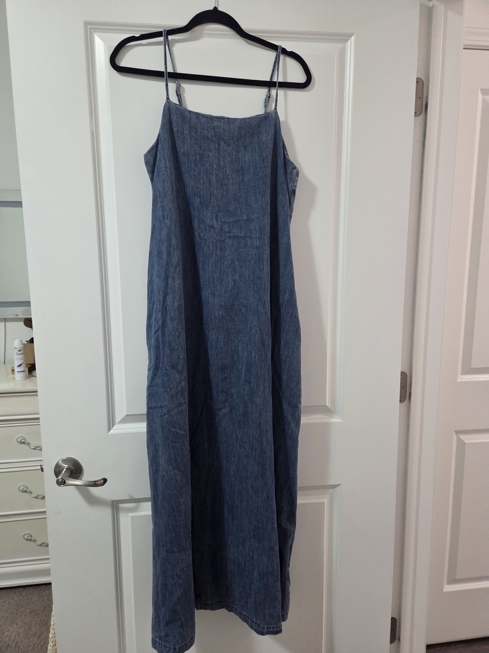 Blank NYC Denim Maxi Slip Dress in Blue